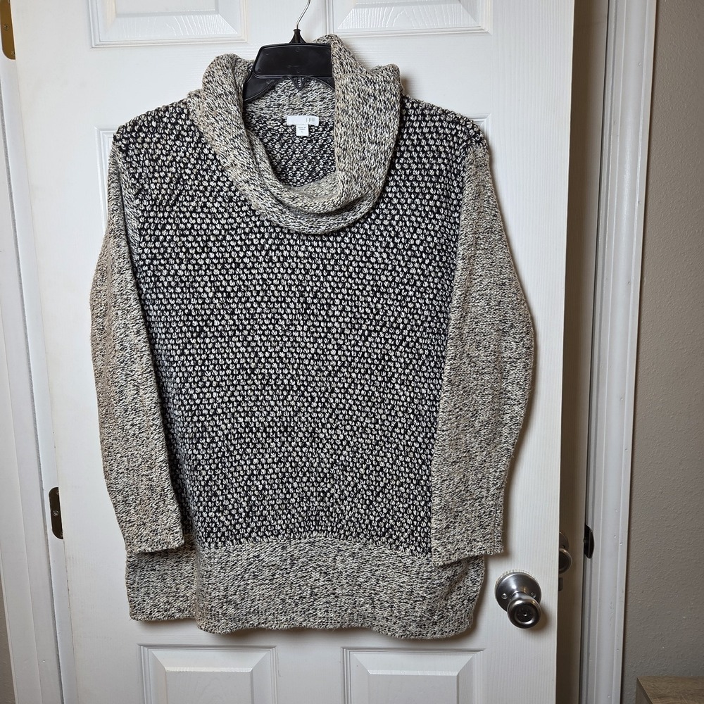 J. Jill sz L textured knit cowl neck pullover‎ sweater tunic casual fall cozy